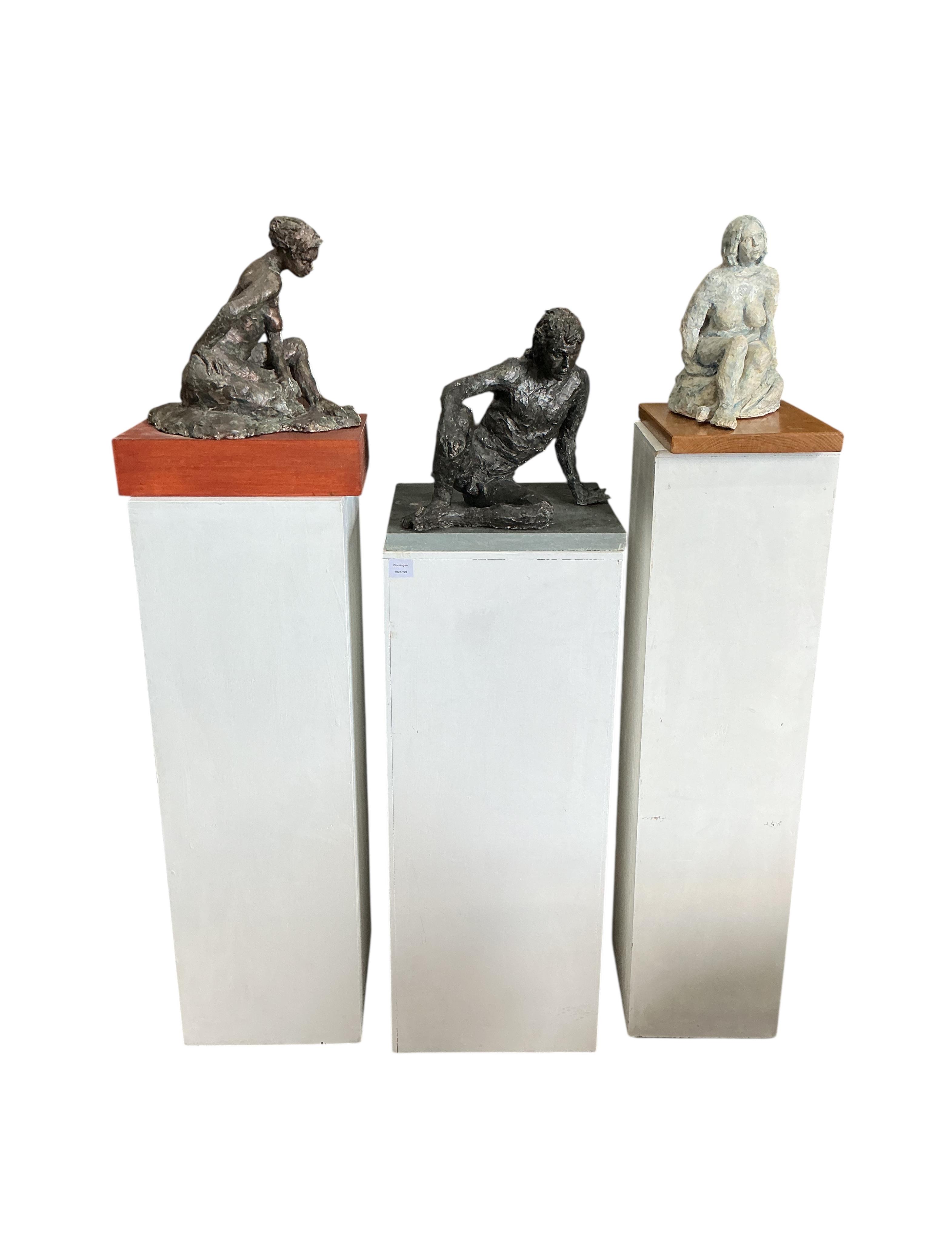 Janet Mileham (modern British), three composition sculptures on pedestals
